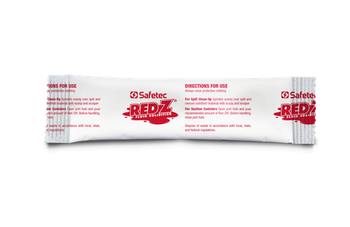 SAFETEC RED Z® SPILL CONTROL SOLIDIFIER Red Z, Single-Use Pouch, 21g, 48/bg, 4 bg/cs (Available to Continental US & Canada dealers only)