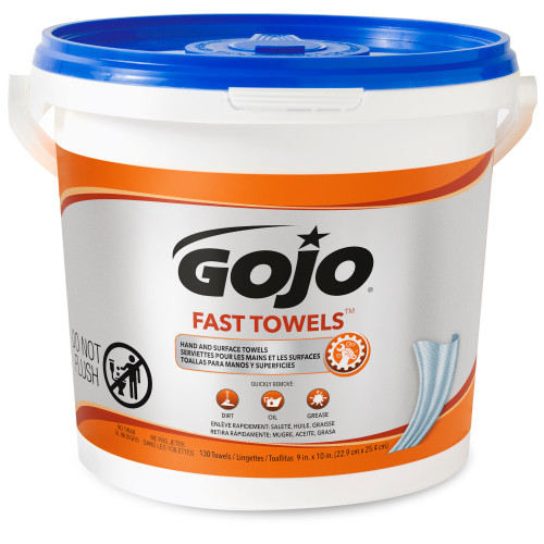 GOJO FAST WIPES® HAND CLEANING TOWELS Heavy Duty Hand Cleaning Towels, 130 Ct Bucket, 4/cs