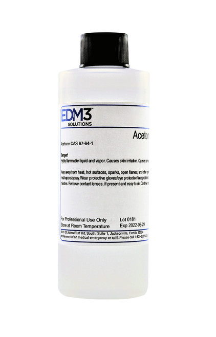 EDM3 STAINS AND REAGENTS Aceton, 4 oz (Item is Non-Returnable) (US Only) (HAZMAT Fees Apply, cannot ship via Air or to AK, GU, HI, MP, PR, VI)