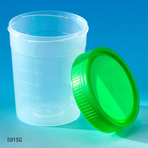 GLOBE SCIENTIFIC URINE COLLECTION CONTAINERS Urine Collection Container, 100 mL, PP, Red Screw Cap, Non-sterile, 500/cs
