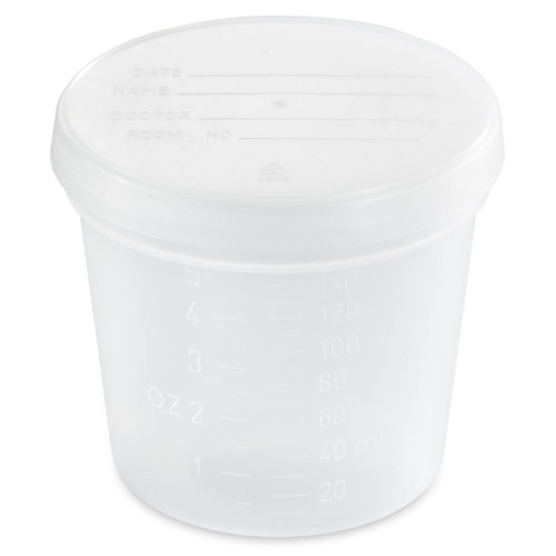 GLOBE SCIENTIFIC URINE COLLECTION CONTAINERS Urine Collection Container, Wide Mouth, 5 oz, PP, w/ Snap Cap, 300/cs