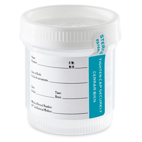 GLOBE SCIENTIFIC URINE COLLECTION CONTAINERS Container w/ Sterility Assurance Label, Sterile, 90 mL, 300/cs