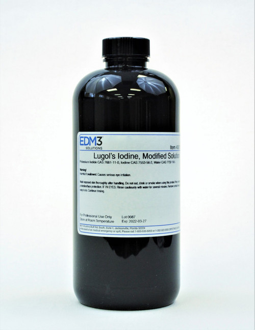 EDM3 STAINS AND REAGENTS Lugol's Iodine, Modified, 2.1%, 16 oz (Item is Non-Returnable) (US Only)