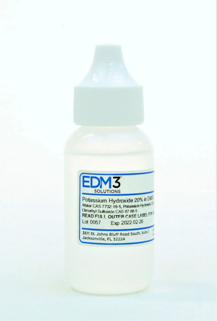 EDM3 STAINS AND REAGENTS Potassium Hydroxide, 20% with DMSO, Dropper Bottle, 30mL (Item is Non-Returnable) (US Only) (HAZMAT Fees Apply, cannot ship via Air or to AK, GU, HI, MP, PR, VI)