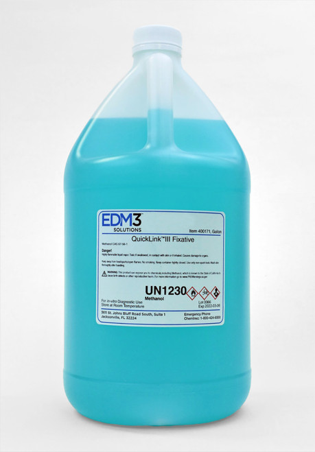 EDM3 STAINS AND REAGENTS Quicklink III, Fixative, Gallon (Item is Non-Returnable) (US Only) (HAZMAT Fees Apply, cannot ship via Air or to AK, GU, HI, MP, PR, VI)