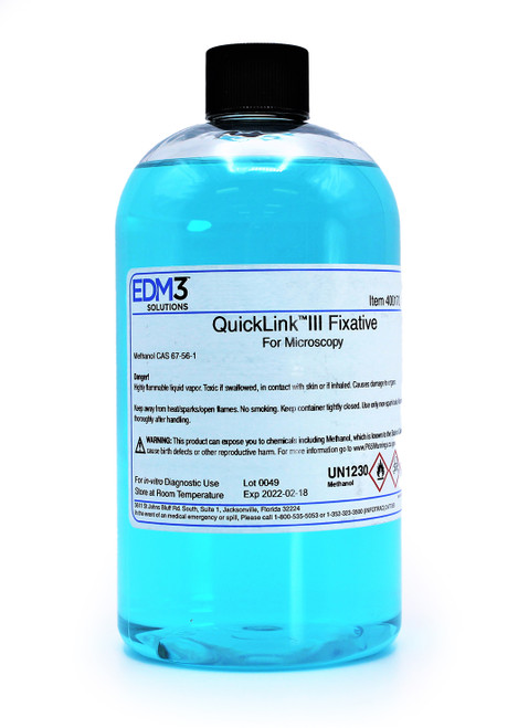 EDM3 STAINS AND REAGENTS Quicklink III, Fixative, 16 oz (Item is Non-Returnable) (US Only) (HAZMAT Fees Apply, cannot ship via Air or to AK, GU, HI, MP, PR, VI)