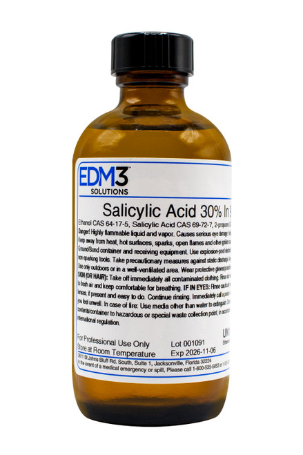 EDM3 STAINS AND REAGENTS Salicylic Acid, 30% in 95% EtOH, 4 oz (Item is Non-Returnable) (US Only) (HAZMAT Fees Apply, cannot ship via Air or to AK, GU, HI, MP, PR, VI)