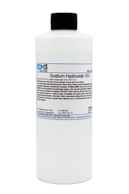 EDM3 STAINS AND REAGENTS Sodium Hydroxide, 10%, 16 oz (Item is Non-Returnable) (US Only)