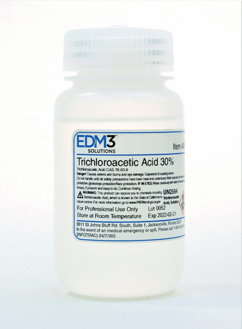 EDM3 STAINS AND REAGENTS Trichloroacetic Acid, 30%, 4 oz (Item is Non-Returnable) (US Only) (HAZMAT Fees Apply, cannot ship via Air or to AK, GU, HI, MP, PR, VI)