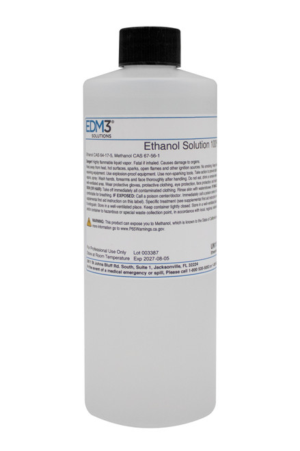 EDM3 STAINS AND REAGENTS Ethanol Solution, 100%, 16 oz (Item is Non-Returnable) (US Only) (HAZMAT Fees Apply, cannot ship via Air or to AK, GU, HI, MP, PR, VI)