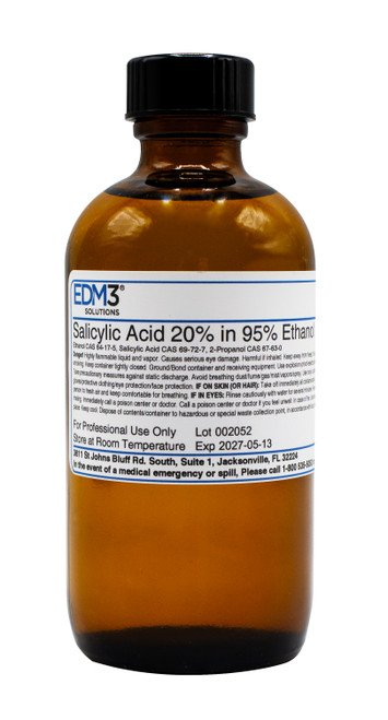 EDM3 STAINS AND REAGENTS Salicylic Acid, 20% in 95% EtOH, 4 oz (Item is Non-Returnable) (US Only) (HAZMAT Fees Apply, cannot ship via Air or to AK, GU, HI, MP, PR, VI)