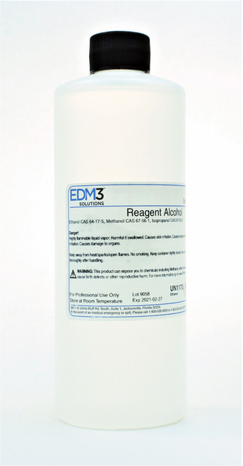 EDM3 STAINS AND REAGENTS Reagent Alcohol, 16 oz (Item is Non-Returnable) (US Only) (HAZMAT Fees Apply, cannot ship via Air or to AK, GU, HI, MP, PR, VI)