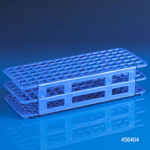 GLOBE SCIENTIFIC SNAP-N-RACKS Test Tube Rack, For 12 & 13mm Tubes, Holds 90 Tubes, Blue