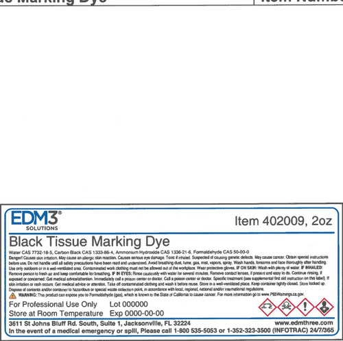 EDM3 MOHS KIT & ACCESSORIES Tissue Marking Dye, Black, 2 oz (Item is Non-Returnable) (US Only)