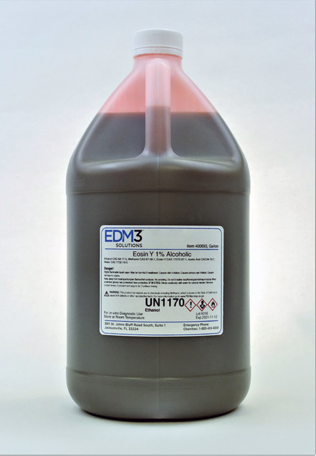 EDM3 STAINS AND REAGENTS Eosin Y, 1%, Alcoholic, 1 Gallon (Item is Non-Returnable) (US Only) (HAZMAT Fees Apply, cannot ship via Air or to AK, GU, HI, MP, PR, VI)