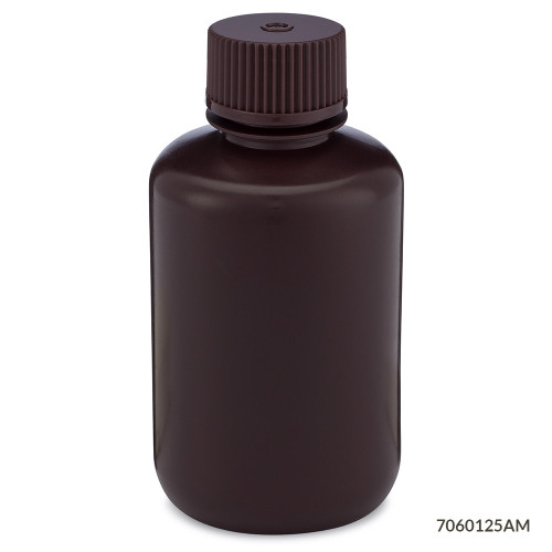 GLOBE SCIENTIFIC DIAMOND™ REALSEAL BOTTLES Diamond RealSeal™Bottle, Narrow Mouth Boston Round, HDPE with PP Closure, 125mL, 12/bg