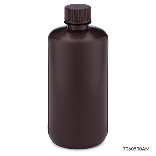 GLOBE SCIENTIFIC DIAMOND™ REALSEAL BOTTLES Diamond RealSeal™Bottle, Narrow Mouth Boston Round, HDPE with PP Closure, 500mL, 12/bg