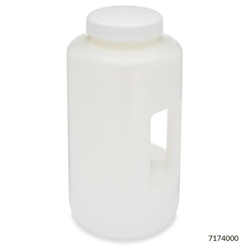 GLOBE SCIENTIFIC DIAMOND™ REALSEAL BOTTLES Diamond RealSeal™Bottle, Wide Mouth with Handle, Round, HDPE with PP Closure, 4L
