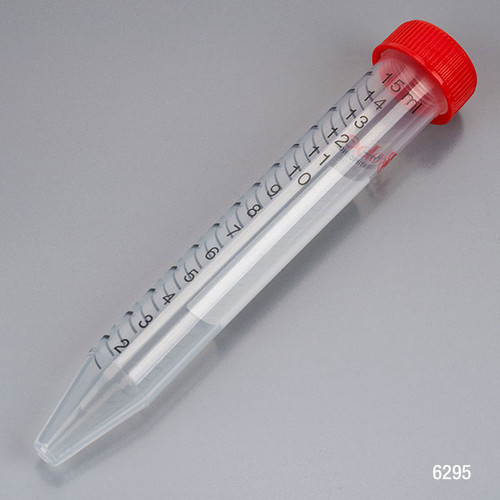 GLOBE SCIENTIFIC RNASE/DNASE FREE CENTRIFUGE TUBES Diamond MAX Centrifuge Tube, 15mL, Attached Red Flat Top Screw Cap, PP, Printed Graduations, STERILE, Certified, 25/Re-Sealable Bag, 20bg/cs