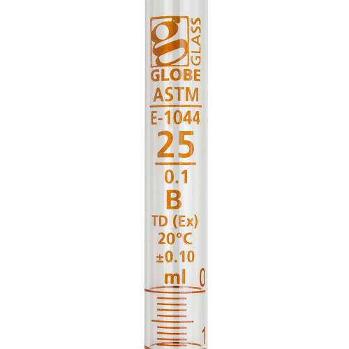GLOBE SCIENTIFIC GLASS PIPETTE Pipette, Serological, Globe Glass, Reusable, 25mL, To Deliver (TD), 0.1 Graduations, White Band, ASTM E1044, 6/bx