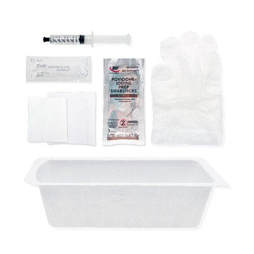 HR® TRUADVANCE® INSERTION TRAYS/KITS Insertion Tray, TruAdvance™, Foley Insertion Tray, 800ml Peel-Lid Tray, 10ml Pre-Filled Sterile Water Syringe, (3) PVP Pre-Saturated Swabsticks, Underpad, Fenestrated Drape, 5g Packet of Lubricant, and 1pr Large V