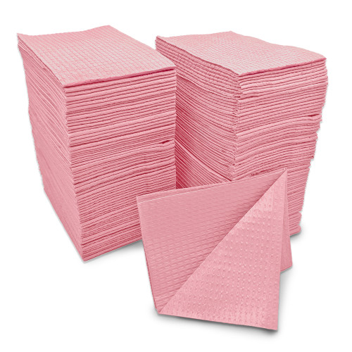 TIDI 2-PLY TISSUE/POLY TOWEL & BIB - Towel, 2-Ply Tissue & Poly, Mauve, 13" x 18", 500/cs