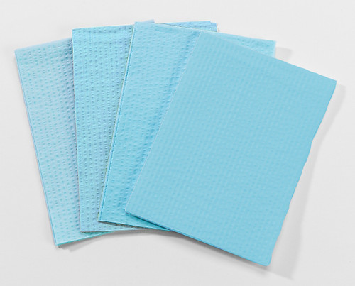 TIDI 2-PLY TISSUE/POLY TOWEL & BIB - Towel, 2-Ply Tissue & Poly, Blue, 13" x 18", 500/cs (36 cs/plt)