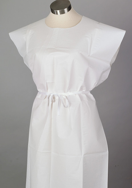 TIDI 3-PLY, ALL TISSUE PATIENT GOWN - Gown, 30" x 42", 3-Ply Tissue, White, Front or Back Opening, 50/cs