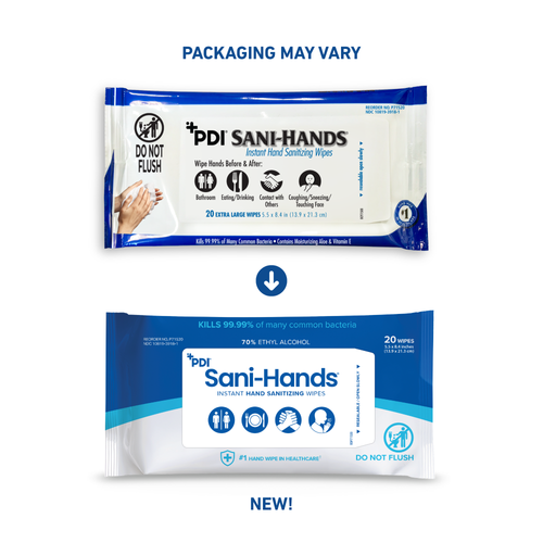 PDI SANI-HANDS® BEDSIDE PACK Bedside Pack, 8.4" x 5.5", 20/pk, 48 pk/cs (135 cs/plt) (US Only) (HAZMAT Fees Apply, cannot ship via Air or to AK, GU, HI, PR, VI)