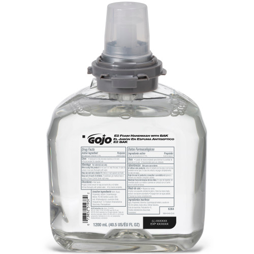 GOJO TFX™ DISPENSER TFX Handwash, for Touch Free Dispenser, 1200ml, E2, Foam, BAK, Clear, 2/cs