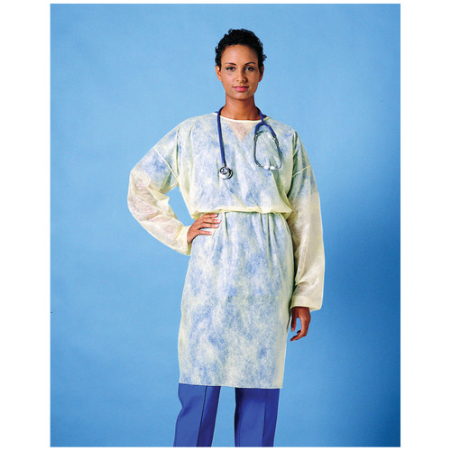 BUSSE STAFF PROTECTION GOWNS Full Back Gown, Yellow, Knit Cuffs, 50/cs (24 cs/plt)