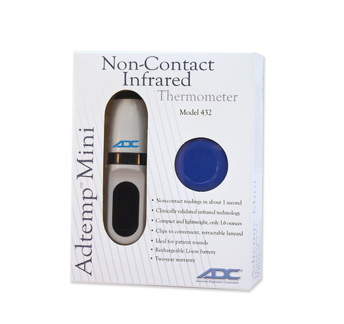 ADC ADTEMP™ NON-CONTACT DIGITAL THERMOMETERS Mini Non-Contact Forehead Thermometer with Retractable Lanyard (US Only) THERMOMETER NON-CONTACT MINIADTEMP W/LANYARD