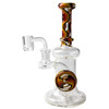 7.5" Barrel Perc Rig with Line Work Disk Marble