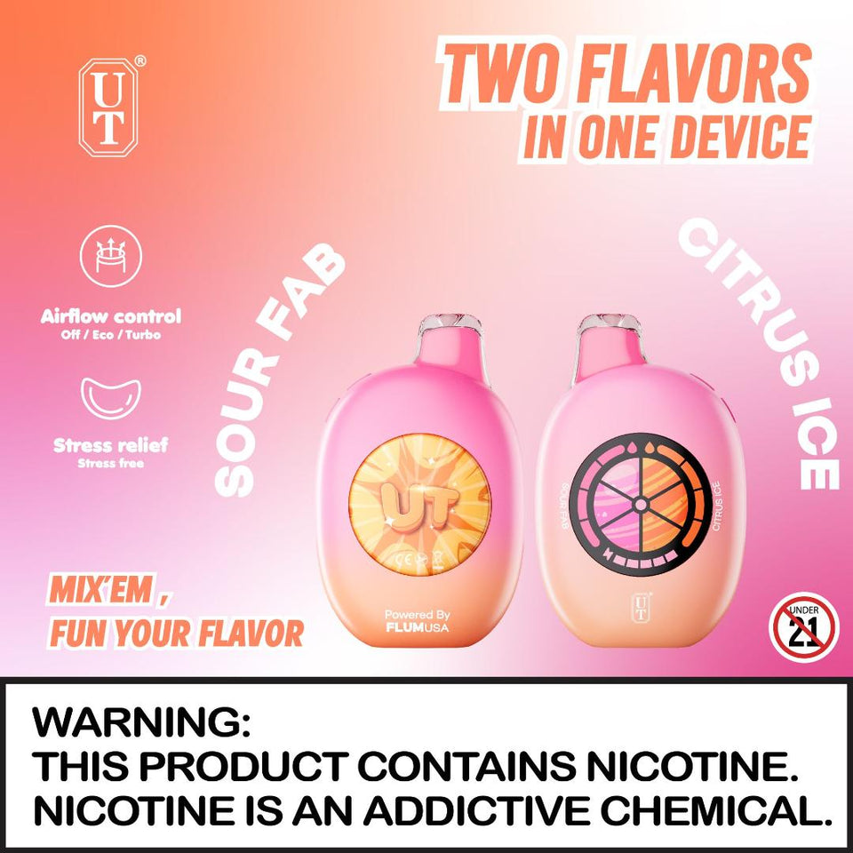 FLUM - UTBAR DUAL FLAVORS 50K PUFF DISPOSABLE - 5PC FLUM - UTBAR DUAL FLAVORS 50K PUFF DISPOSABLE - 5PC