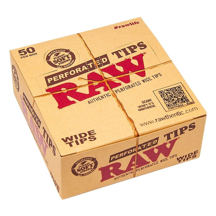 RAW® TIPS PERFORATED WIDE TIPS 50 PER BOX - Yellow Bird Wholesale