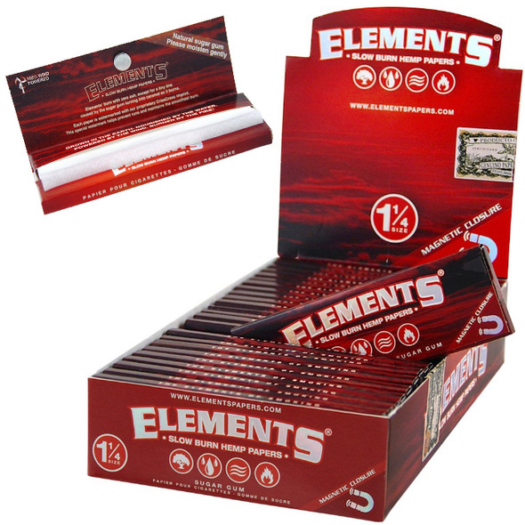 Elements Red -1 1/4 Slow Burn - Hemp Rolling Paper - Magnetic Closure