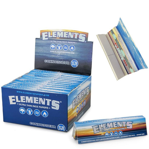 Elements - King Size Slim with Tips- Ultra Thin Rice Rolling Paper - CONNOISSEUR