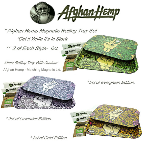 Afghan Hemp Magnetic Rolling Tray Set- 2 of Each Style-  6ct.
