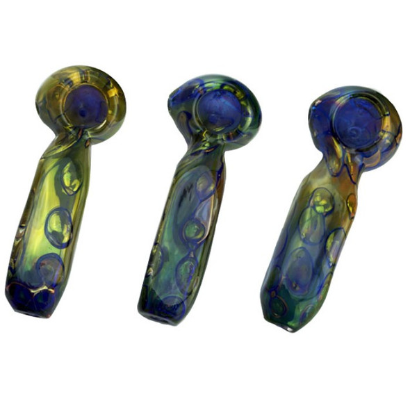 Heavy - Silver Fumed - Square Glass Hand Pipe. Assorted.