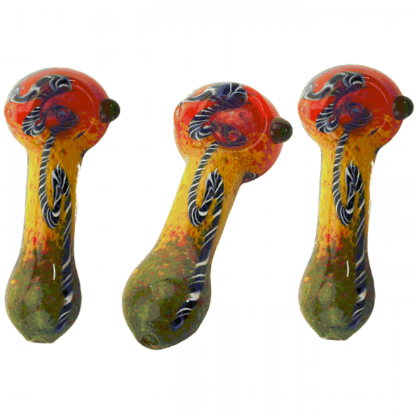 4.5" Rasta Color with Twist lining Pattern Hand Pipe.