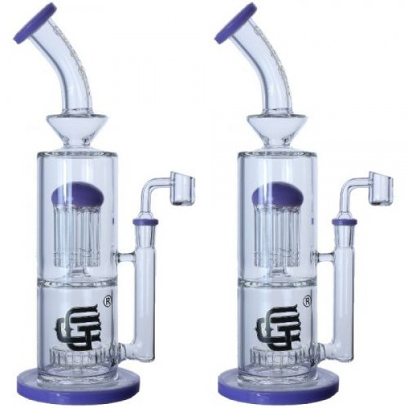 5mm – 12” Crystal Glass. Disk Perc To 8-Arm Tree Perc. Double Perc Rig.