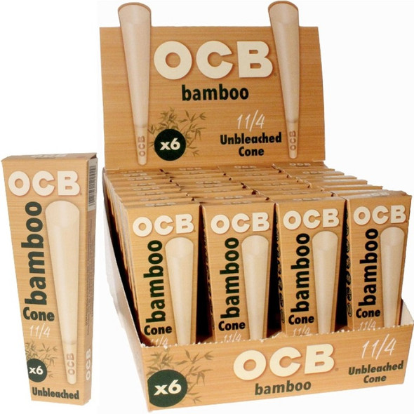 OCB Unbleached Bamboo Pre-Rolled Cones 1 1/4 Size – 32ct.