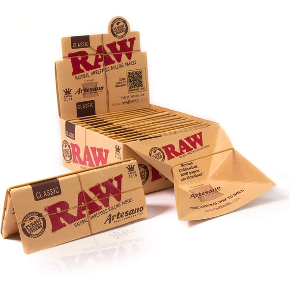 Raw Classic Artesano King Size Slim + Tips & Paper Rolling Tray