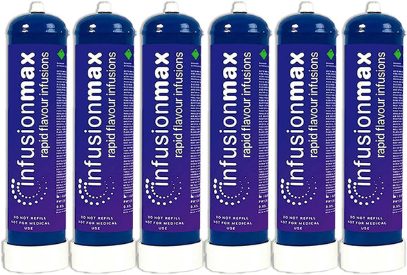 infusionMax Whipped Cream Chargers - Pure Culinary Gas Whipped Cream Cylinder - 0.95 Liter (580 gram) 1 Carton (6 cylinders)