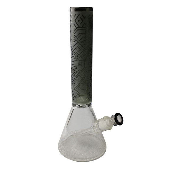 7mm – 14″ Sandblasted Beaker with Condenser. Matching Diamond Bowl. Elephant Joint.