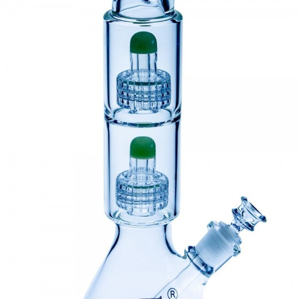 18" Double Matrix Perk Beaker CRYSTAL GLASS