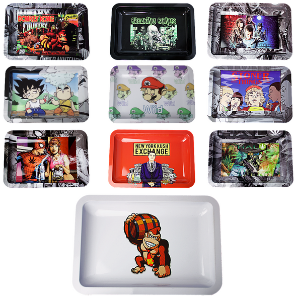 9x6IN THEMED METAL ROLLING TRAYS - VARIETY OF DESIGNS