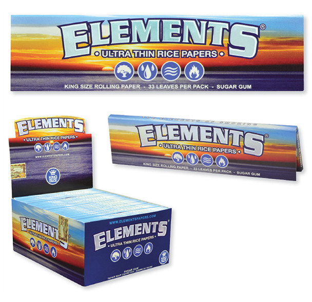 Elements - King Size -  Slow Burn -Ultra Thin Rice Rolling Paper