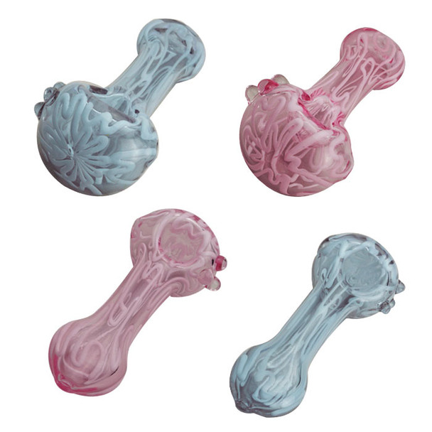 5” Royalty Pink-Purple Swirly Hand Pipe-Flat Mouthpiece  2ct