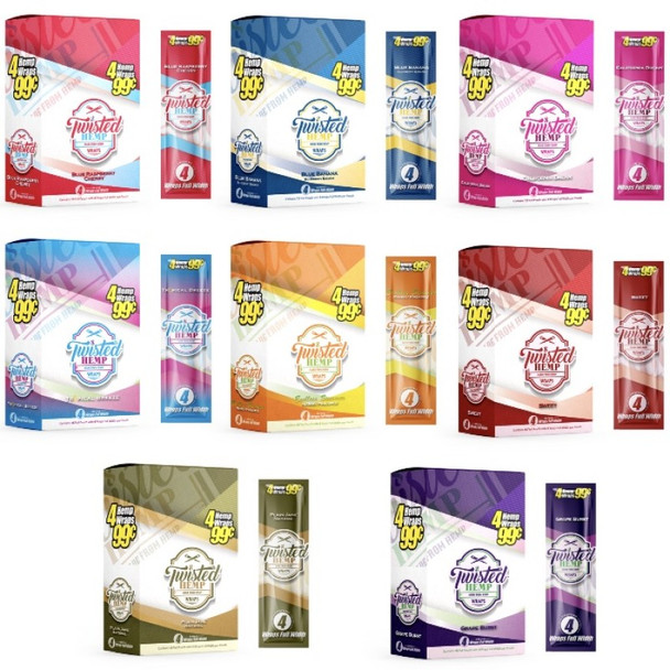 TWISTED HEMP Organic Wraps. 4 Wraps per Pouch. 15 Count.